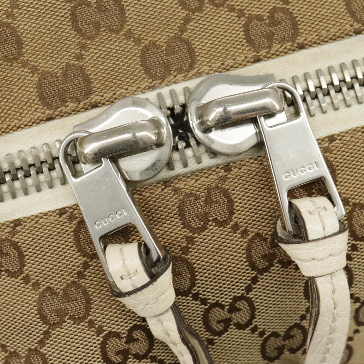 GUCCI GG Canvas Tote Bag Silver Beige 232959 Auth 99848