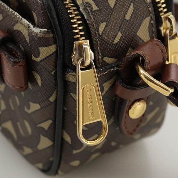 BURBERRY Monogram Stripe Shoulder Bag PVC Leather Brown Auth 99852