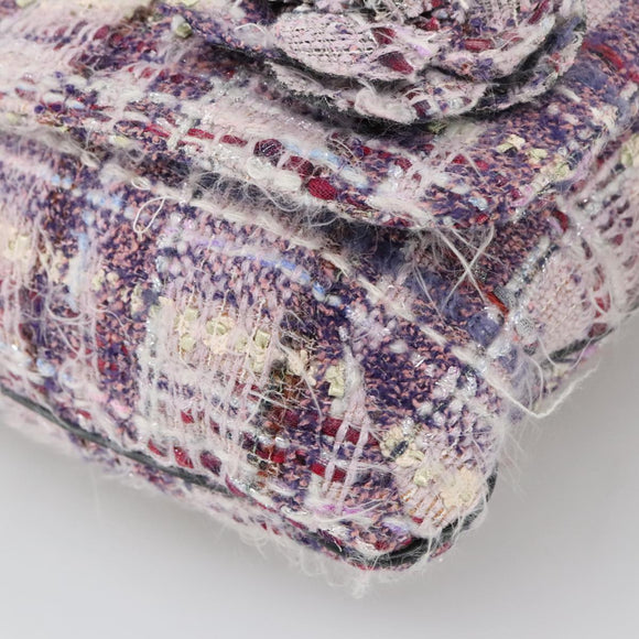 CHANEL Camelia Chain Shoulder Bag Canvas Purple CC Auth 99854AV