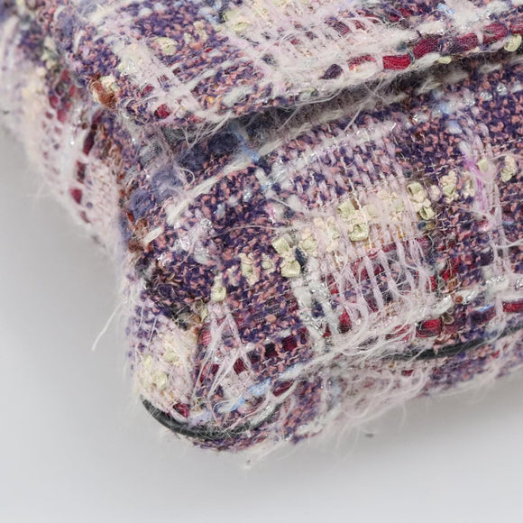 CHANEL Camelia Chain Shoulder Bag Canvas Purple CC Auth 99854AV