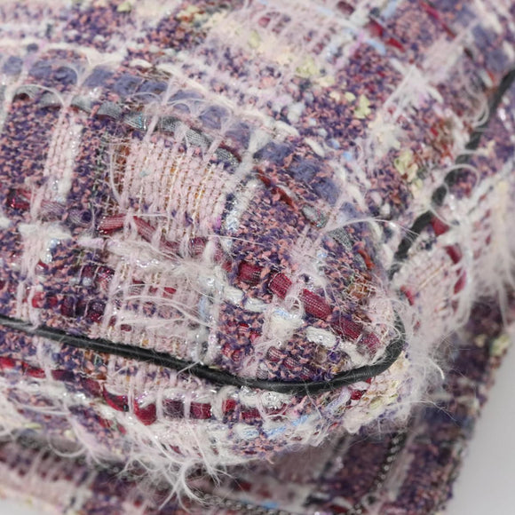 CHANEL Camelia Chain Shoulder Bag Canvas Purple CC Auth 99854AV