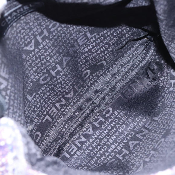 CHANEL Camelia Chain Shoulder Bag Canvas Purple CC Auth 99854AV