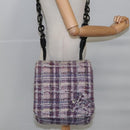 CHANEL Camelia Chain Shoulder Bag Canvas Purple CC Auth 99854AV-21