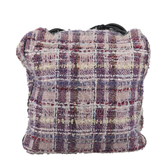 CHANEL Camelia Chain Shoulder Bag Canvas Purple CC Auth 99854AV