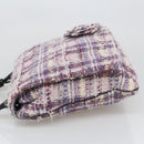 CHANEL Camelia Chain Shoulder Bag Canvas Purple CC Auth 99854AV-4