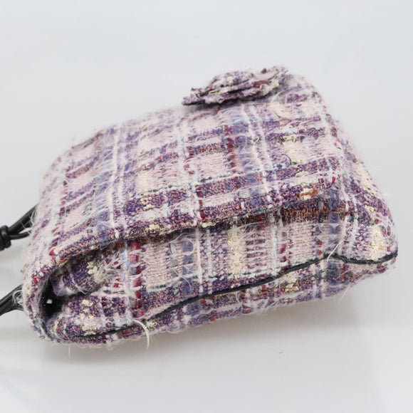 CHANEL Camelia Chain Shoulder Bag Canvas Purple CC Auth 99854AV