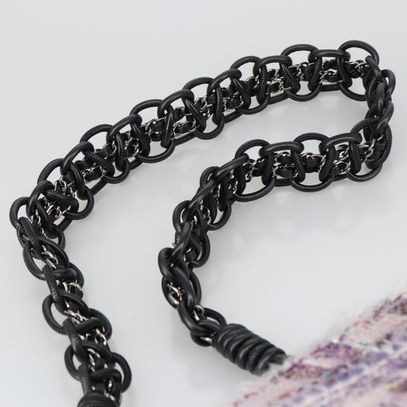 CHANEL Camelia Chain Shoulder Bag Canvas Purple CC Auth 99854AV