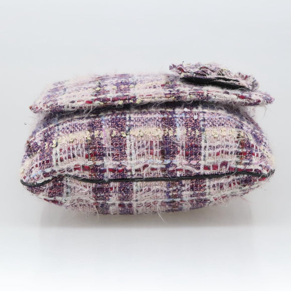 CHANEL Camelia Chain Shoulder Bag Canvas Purple CC Auth 99854AV