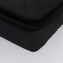 CHANEL Matelasse Sequin Flower Shoulder Bag Satin Black CC Auth 99855V-16