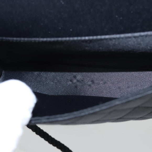 CHANEL Matelasse Sequin Flower Shoulder Bag Satin Black CC Auth 99855V