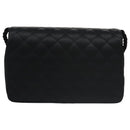 CHANEL Matelasse Sequin Flower Shoulder Bag Satin Black CC Auth 99855V-2