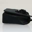 CHANEL Matelasse Sequin Flower Shoulder Bag Satin Black CC Auth 99855V-3