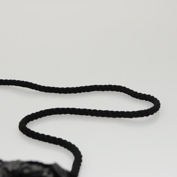 CHANEL Matelasse Sequin Flower Shoulder Bag Satin Black CC Auth 99855V