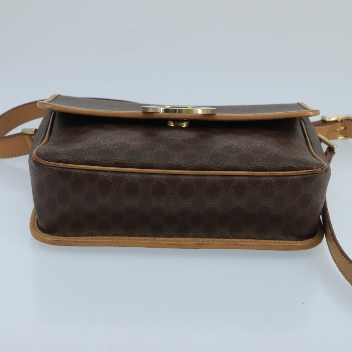 CELINE Macadam Canvas Circle Shoulder Bag Brown Auth 99859