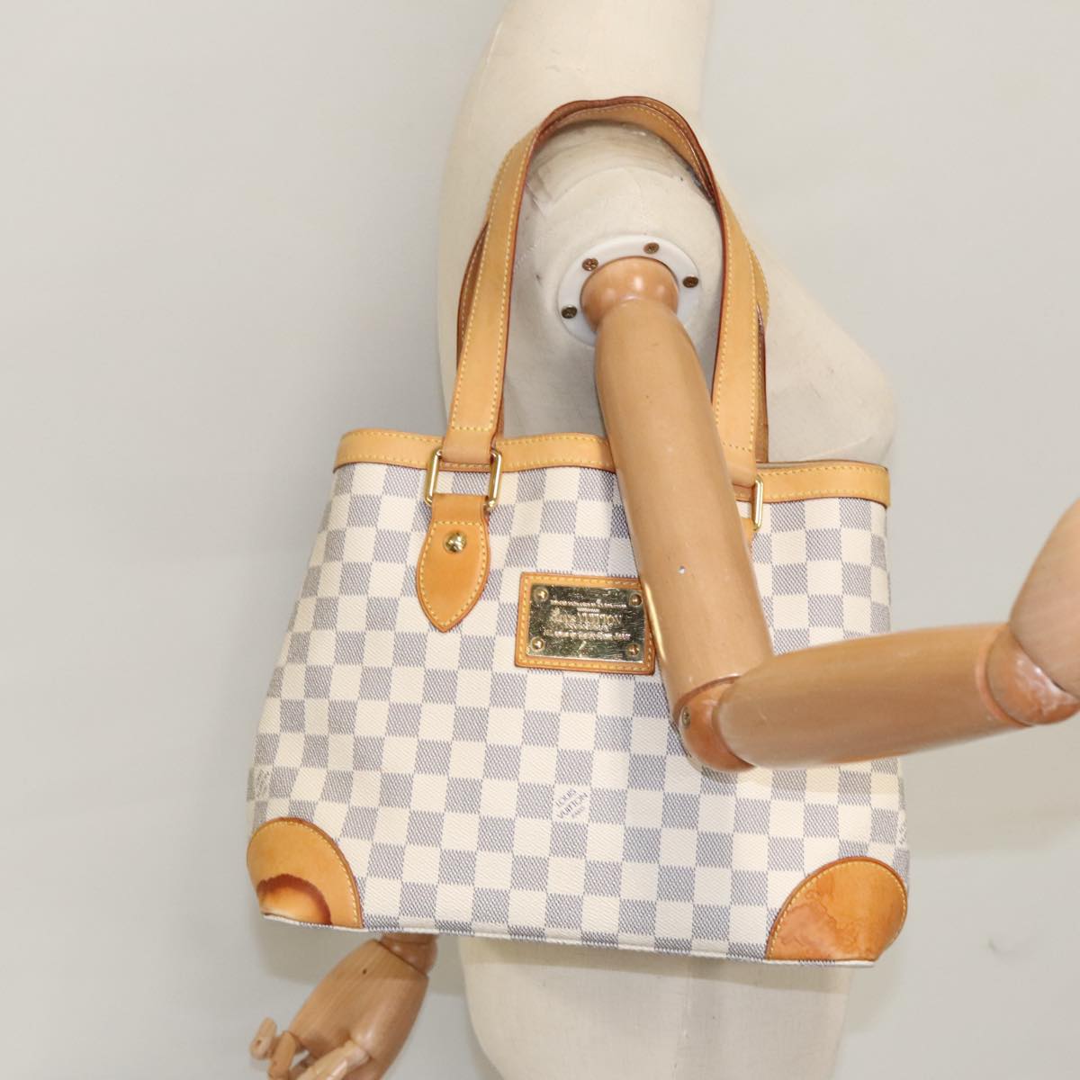 LOUIS VUITTON Damier Azur Hampstead PM Tote Bag N51207 LV Auth 99862