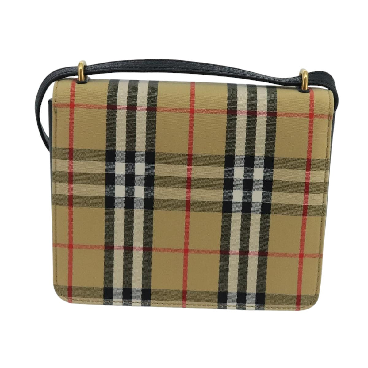 BURBERRY Nova Check Shoulder Bag Canvas Beige Black Auth 99865 - 0