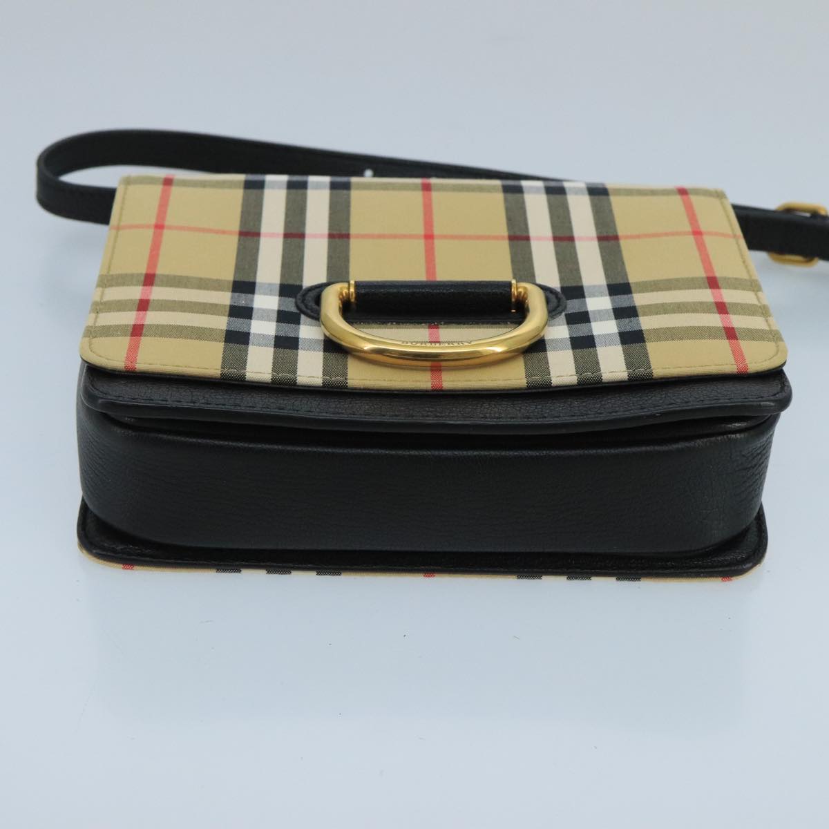 BURBERRY Nova Check Shoulder Bag Canvas Beige Black Auth 99865