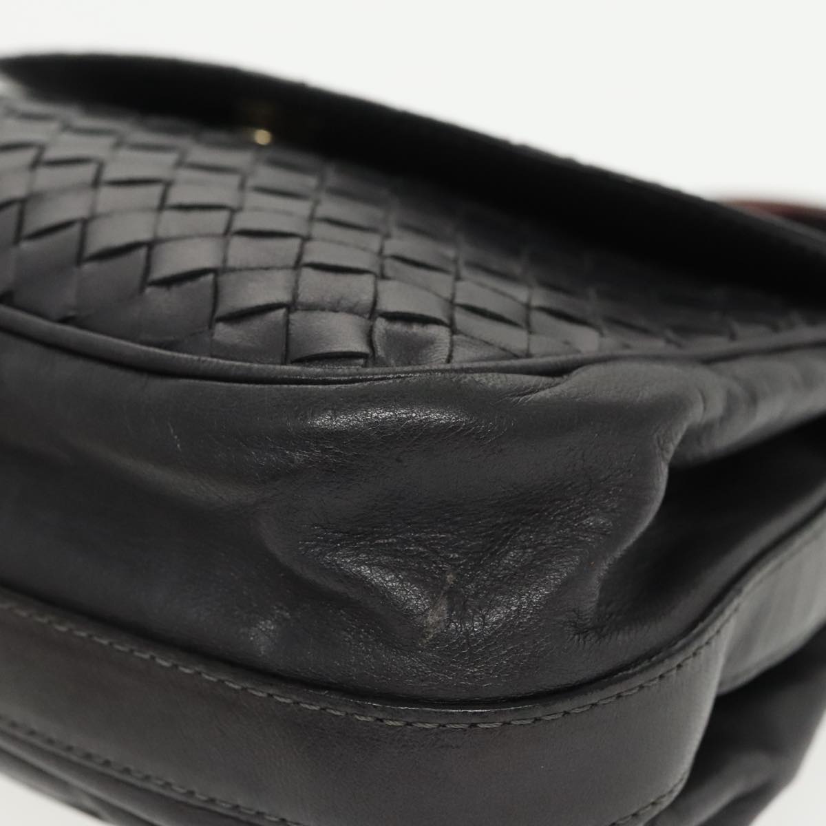 BOTTEGAVENETA INTRECCIATO Hand Bag Leather 2way Black Auth 99879