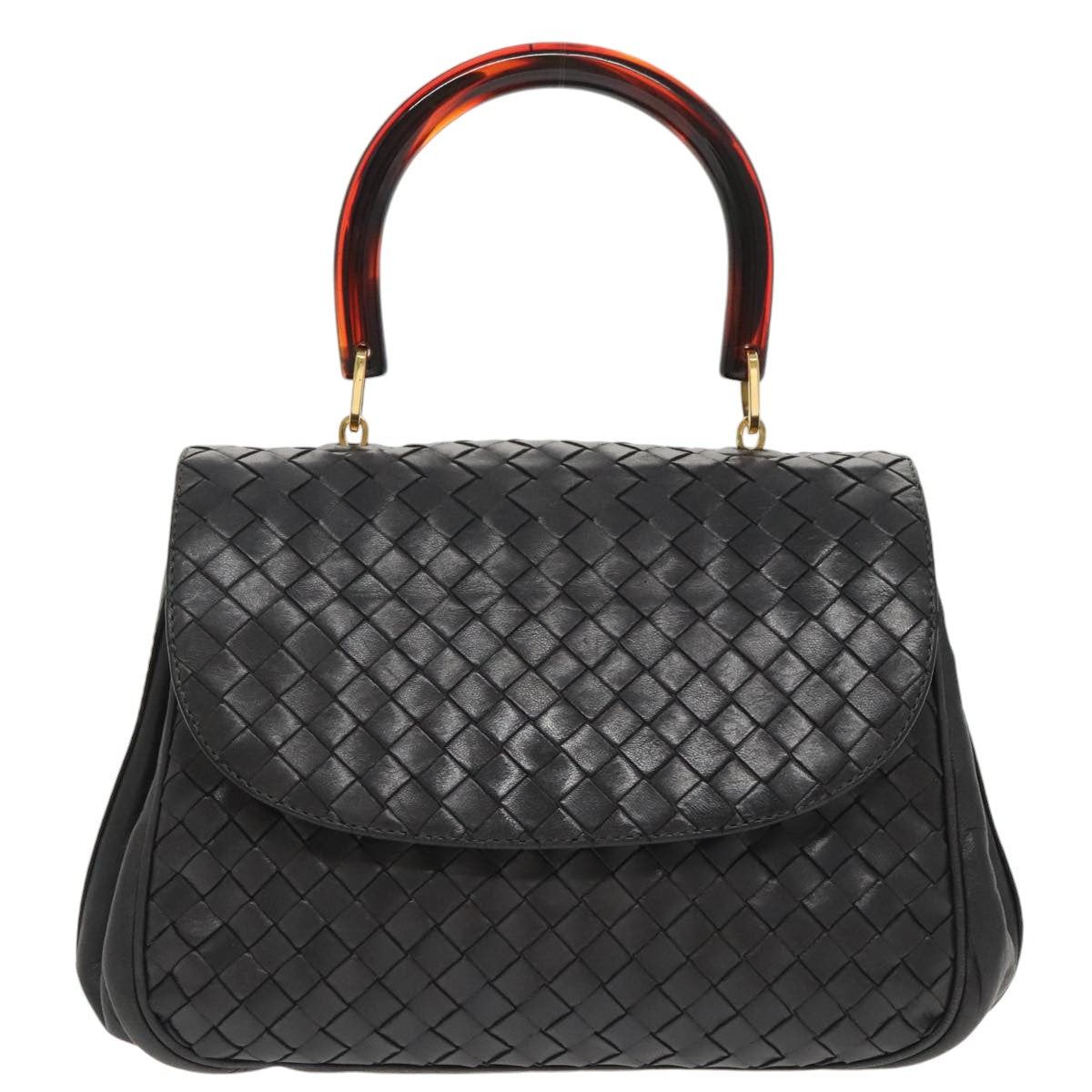 BOTTEGAVENETA INTRECCIATO Hand Bag Leather 2way Black Auth 99879