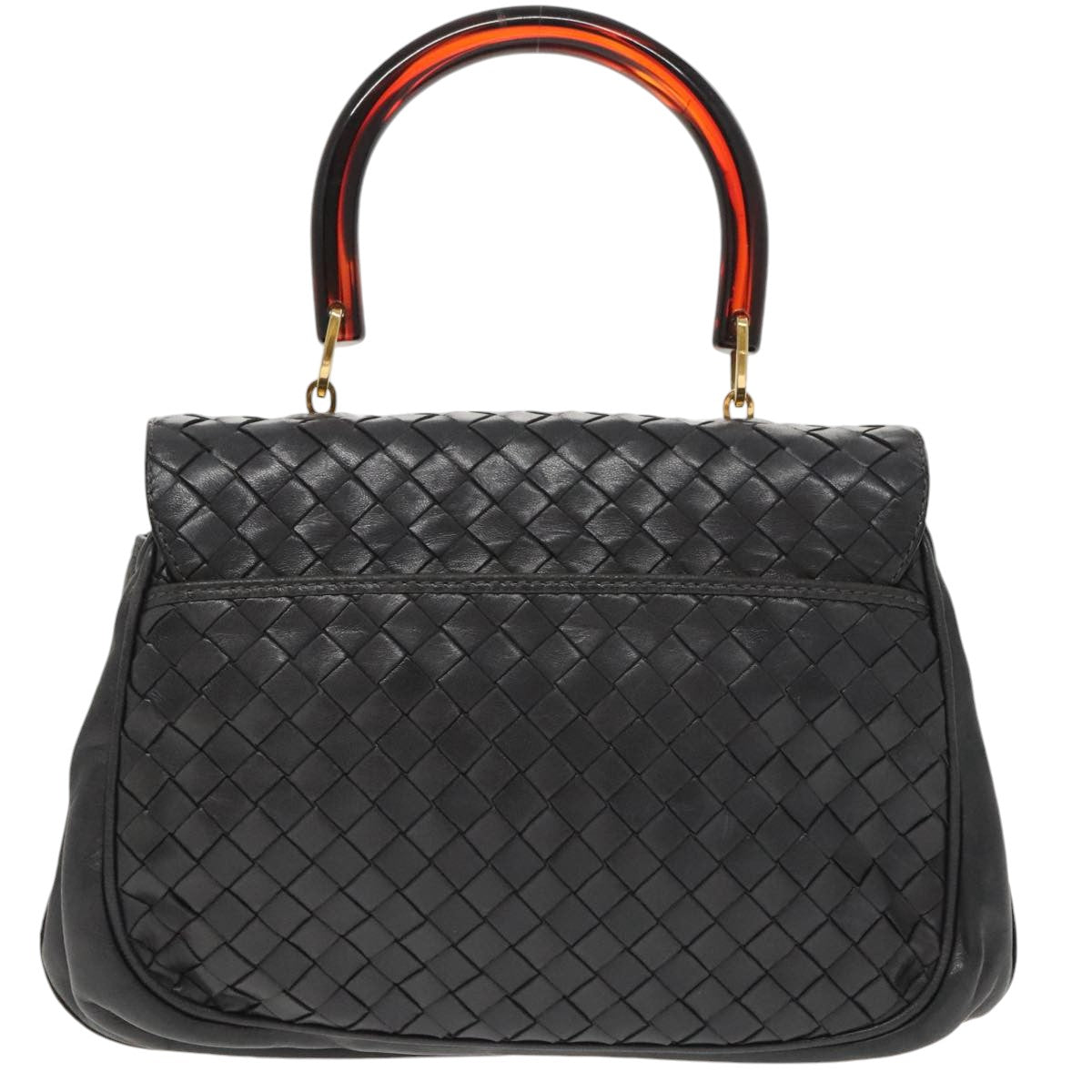 BOTTEGAVENETA INTRECCIATO Hand Bag Leather 2way Black Auth 99879 - 0