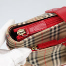 BURBERRY Nova Check Hand Bag Canvas Leather Beige Red Auth 99888-18