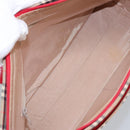 BURBERRY Nova Check Hand Bag Canvas Leather Beige Red Auth 99888-11