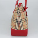 BURBERRY Nova Check Hand Bag Canvas Leather Beige Red Auth 99888-3