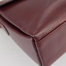 CELINE Shoulder Bag Leather Wine Red Gold Auth 99890-16