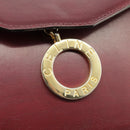 CELINE Shoulder Bag Leather Wine Red Gold Auth 99890-18