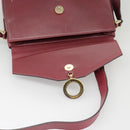 CELINE Shoulder Bag Leather Wine Red Gold Auth 99890-20