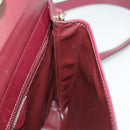 CELINE Shoulder Bag Leather Wine Red Gold Auth 99890-22