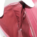 CELINE Shoulder Bag Leather Wine Red Gold Auth 99890-23