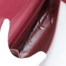 CELINE Shoulder Bag Leather Wine Red Gold Auth 99890-27