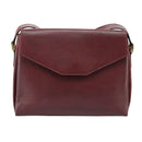 CELINE Shoulder Bag Leather Wine Red Gold Auth 99890-2
