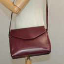 CELINE Shoulder Bag Leather Wine Red Gold Auth 99890-30