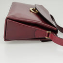 CELINE Shoulder Bag Leather Wine Red Gold Auth 99890-4