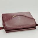 CELINE Shoulder Bag Leather Wine Red Gold Auth 99890-6