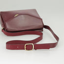 CELINE Shoulder Bag Leather Wine Red Gold Auth 99890-7