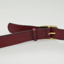 CELINE Shoulder Bag Leather Wine Red Gold Auth 99890-14