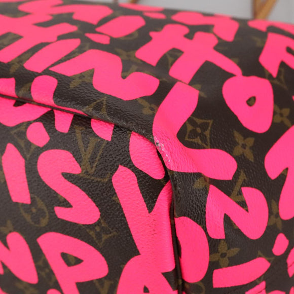LOUIS VUITTON Monogram graffiti Neverfull GM Tote Bag Fuchsia M93701 Auth 99894AM