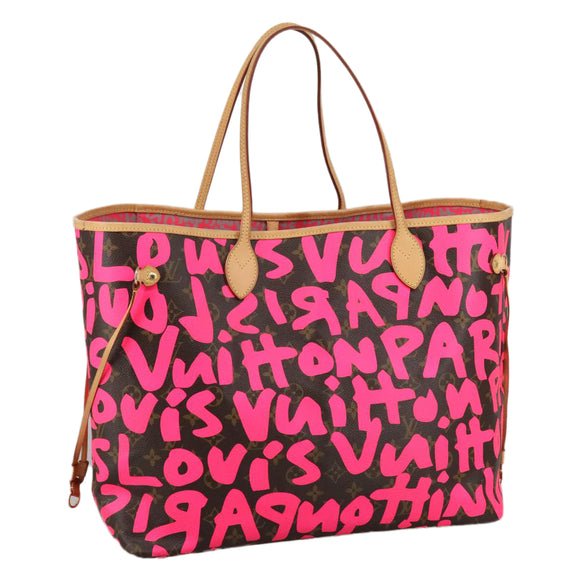 LOUIS VUITTON Monogram graffiti Neverfull GM Tote Bag Fuchsia M93701 Auth 99894AM