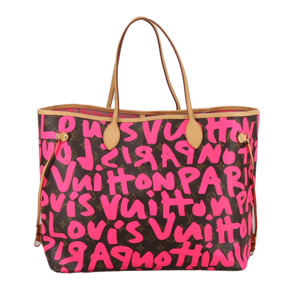 LOUIS VUITTON Monogram graffiti Neverfull GM Tote Bag Fuchsia M93701 Auth 99894A