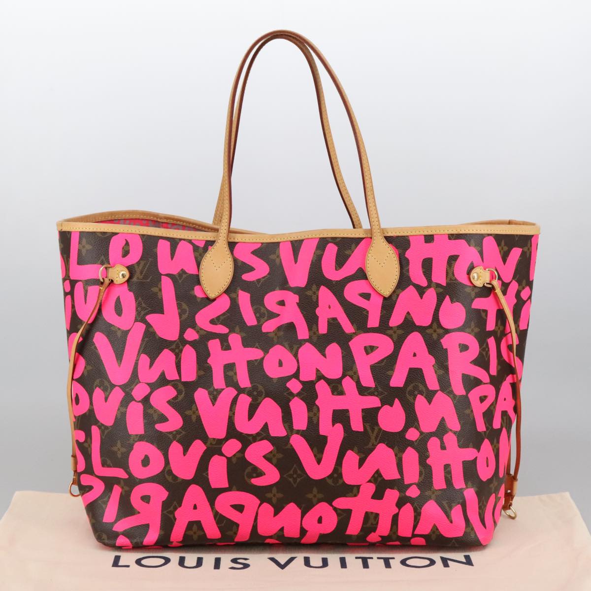 LOUIS VUITTON Monogram graffiti Neverfull GM Tote Bag Fuchsia M93701 Auth 99894A