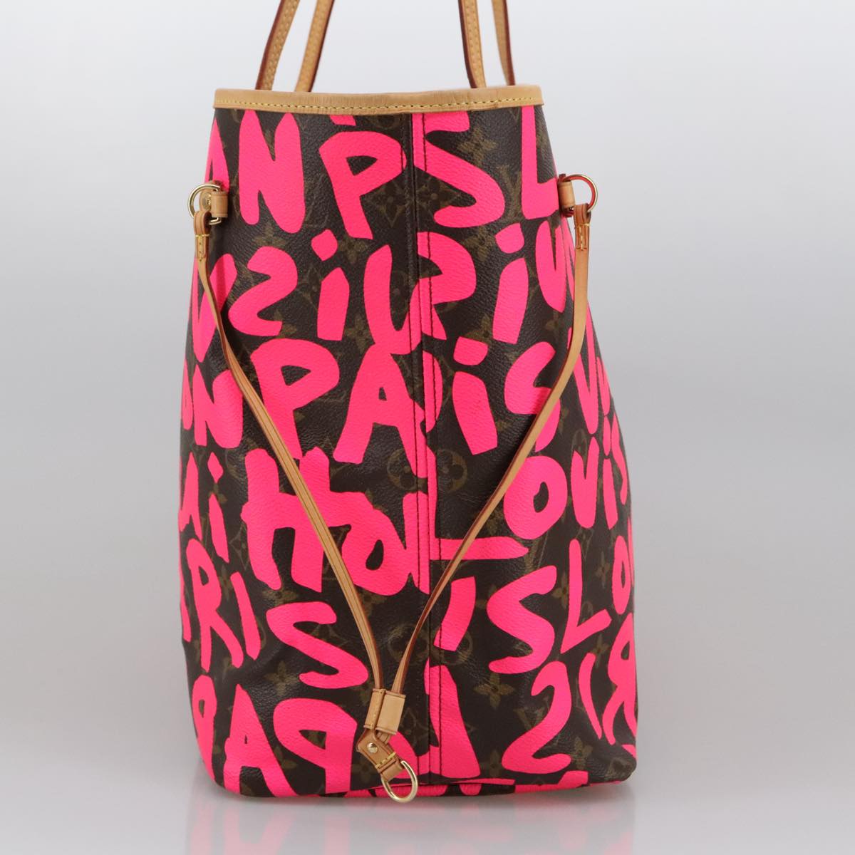 LOUIS VUITTON Monogram graffiti Neverfull GM Tote Bag Fuchsia M93701 Auth 99894A