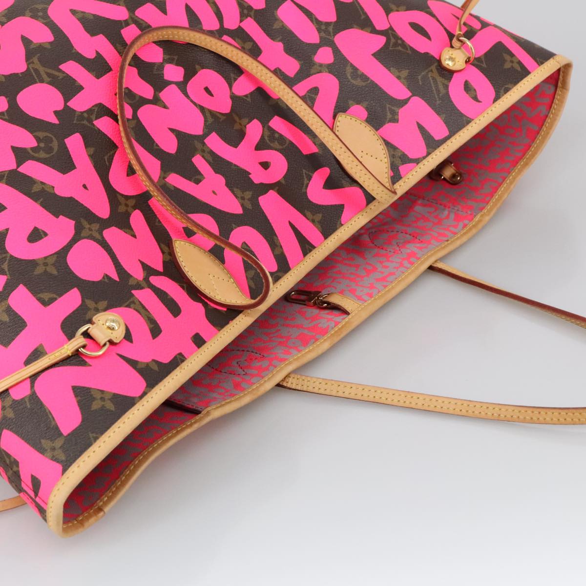 LOUIS VUITTON Monogram graffiti Neverfull GM Tote Bag Fuchsia M93701 Auth 99894A