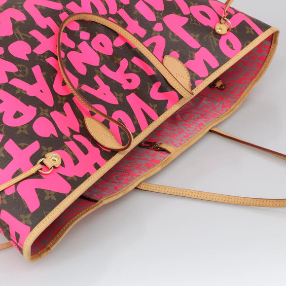 LOUIS VUITTON Monogram graffiti Neverfull GM Tote Bag Fuchsia M93701 Auth 99894AM