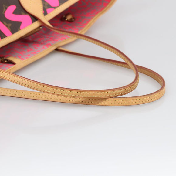 LOUIS VUITTON Monogram graffiti Neverfull GM Tote Bag Fuchsia M93701 Auth 99894AM