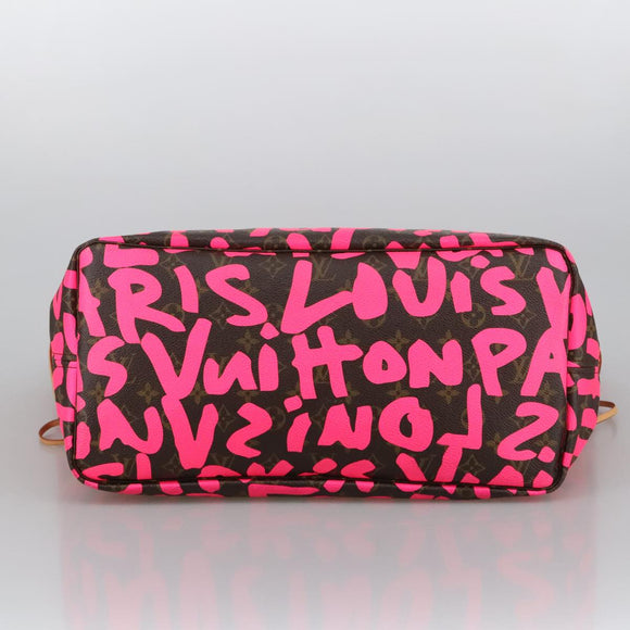 LOUIS VUITTON Monogram graffiti Neverfull GM Tote Bag Fuchsia M93701 Auth 99894AM