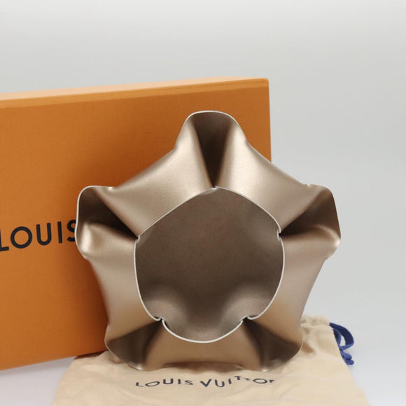LOUIS VUITTON Origami Bowl PM Accessory Case Leather Gold R95669 LV Auth 99907AM