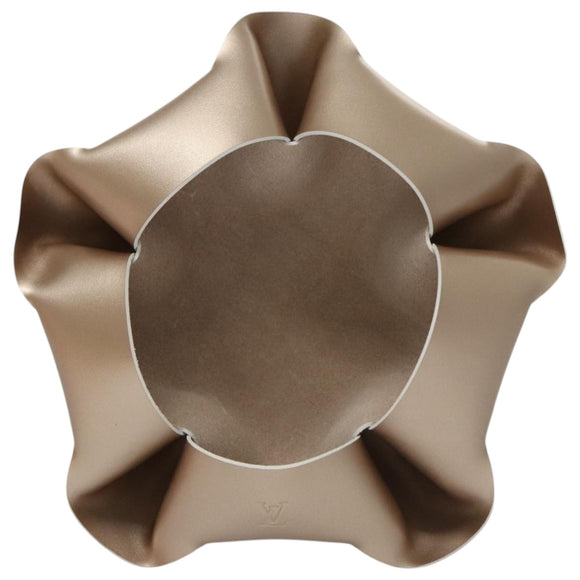 LOUIS VUITTON Origami Bowl PM Accessory Case Leather Gold R95669 LV Auth 99907AM